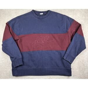 Nike Club French Terry Crewneck ColorBlock Sweatshirt Men Sz XL Blue FB7848-410s